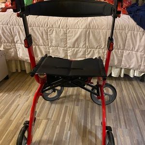 Drive Medical RTL10266 Nitro Euro-Style 4-Wheel Rollator Walker With Seat, Red